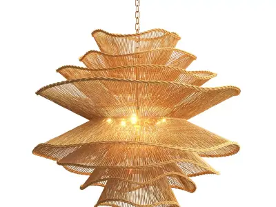 Alondra Chandelier large rattan 3D model