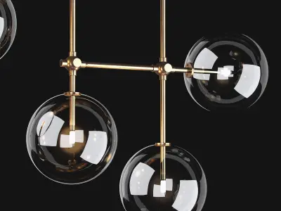 RESTORATION HARDWARE GLASS GLOBE LINEAR CHANDELIER 60 3D model