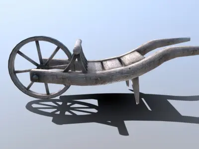 Medieval Wheelbarrow Low-poly 3D model