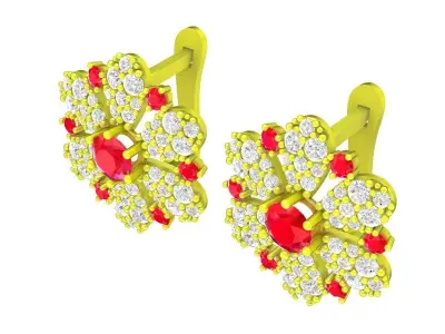 Elegant Floral Cluster Diamond Earrings for Women 5926 3D print model