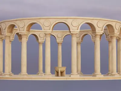 Greek columns ancient ruins tholos Low-poly 3D model