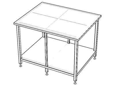 Custom Steel Table With Undershelf 3D model