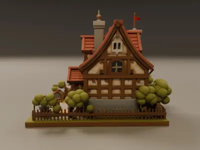 medieval house 3D print model 16