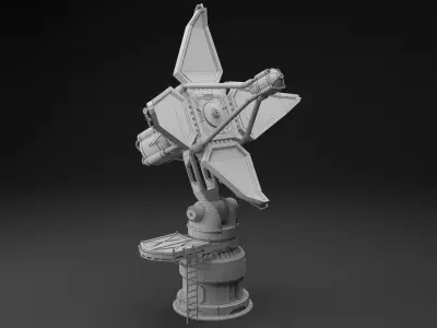 Rigged and Animated Sci-Fi Radar Antenna Low-poly 3D model