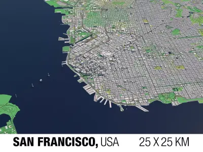San Francisco California USA 25x25km City Map 3D model