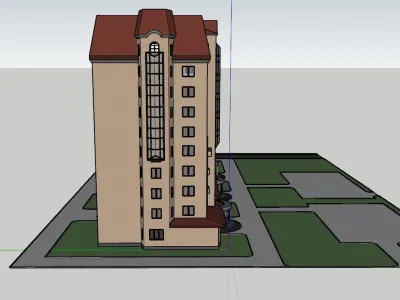 10-storey residential building Low-poly 3D model