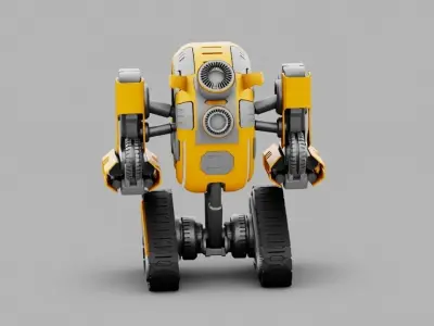 Combat robot rigged character 3D model