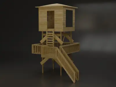 Lifeguard Hut Low-poly 3D model