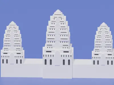 Cartoon Angkor Wat 3D model