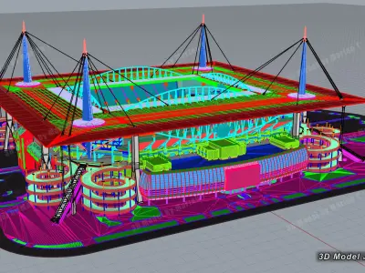 Hard Rock Stadium Miami-Florida USA Low-poly 3D model