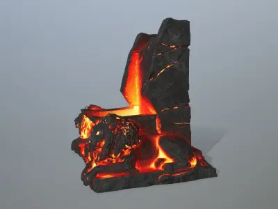 Volcanic Lion Throne Low-poly 3D model