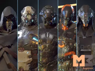 Sci-Fi Characters Pack Low-poly 3D model