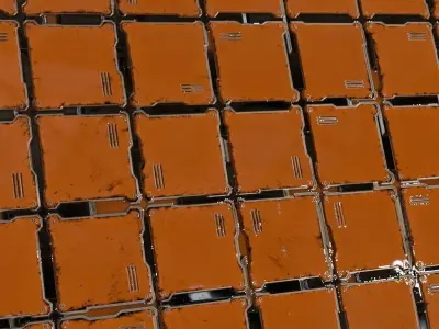 Orange Metal Plate Sci-Fi PBR Seamless Texture