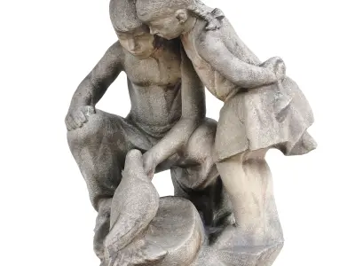 Two kids sculpture 3D model