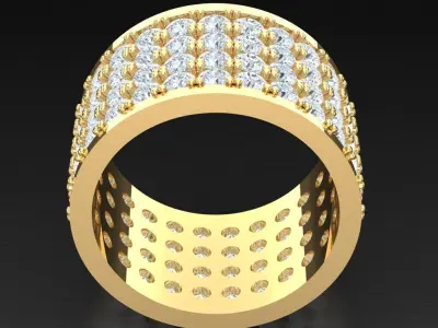 Light Gold Diamond Men Ring 2MR039 3D model