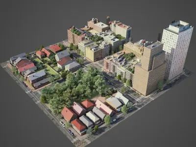 Realistic City District A16-R17 3D model