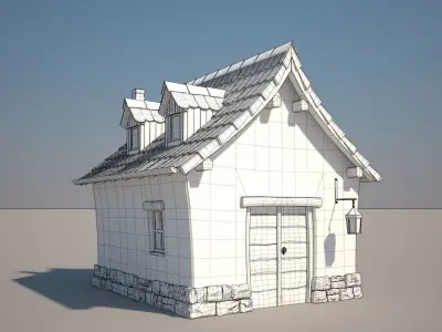 Cartoon Medieval School 3D model