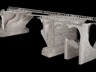 DESTROYED BRIDGE ROMAN GREEK ANCIENT ROAD OLD STONE COLLECTION Low-poly 3D model