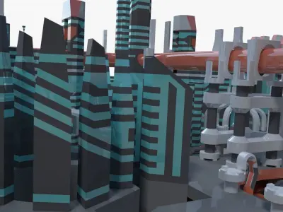Sci-fi city block 3D model