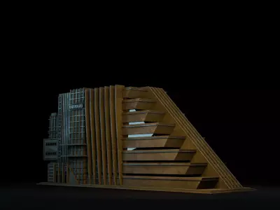 DYSTOPIAN BRUTALIST BUILDING SCIFI 07 Low-poly 3D model