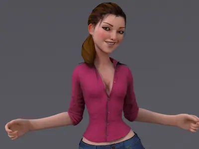 Kristen Cartoon Girl Rig V2 Low-poly 3D model