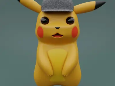 Pikachu wearing hat Low-poly 3D model