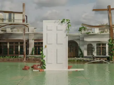 Suzume abandoned building scene 3D model