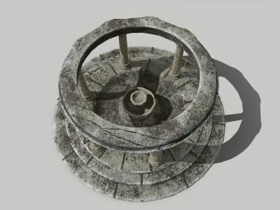Altar Set stone wheel Low-poly 3D model