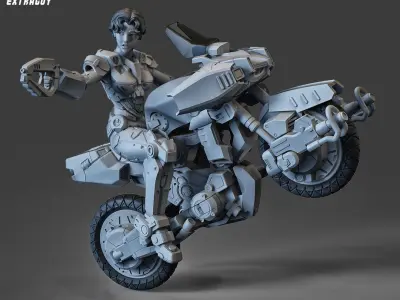 scifi soldier on a bike 100mm 3D print model
