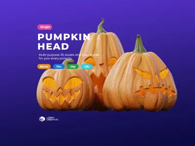 Cartoon Halloween Pumpkin Head 3D model