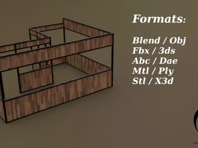 Stall stand 20 4in1 R - 4 PBR Texture 1 Model Low-poly 3D model