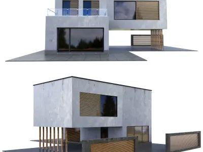 Vila01 house with three different views Low-poly 3D model