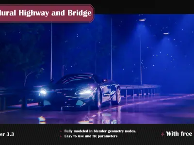 Procedural Highway and Bridge Generator 3D model