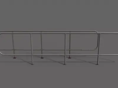 PBR Pedestrian Guard Rail Grey V5 Low-poly 3D model