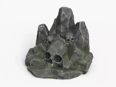 Rock Skull 1002 - Grey Jagged Stone Low-poly 3D model