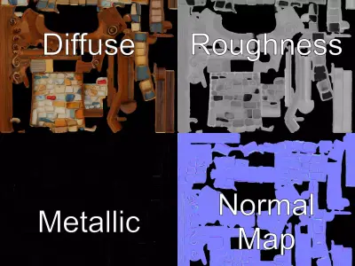 Rustic Stone Wall model pack Low-poly 3D model