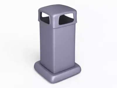 Grey Colored Public Trash Recepticle 3D model