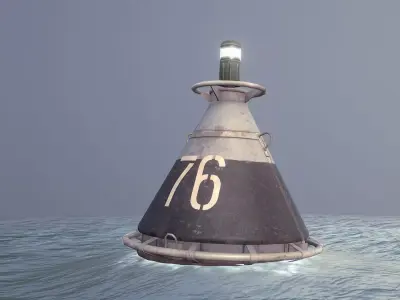 Buoy River RB-4-01 Left Drift Mark Low-poly 3D model