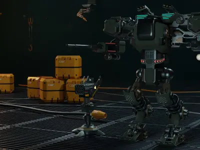 25 Sci-Fi Robot Mechas Library Blender Addon Low-poly 3D model