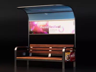 Bus Station Bench Free low-poly 3D model