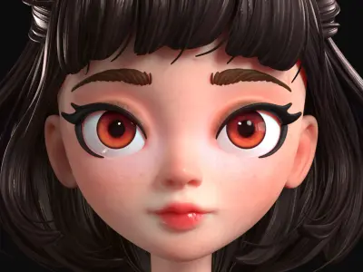  Cartoon Brunette Woman 