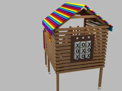 Wooden Colorful PlayHouse Playground Play House Low-poly 3D model