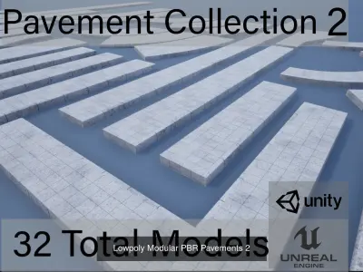 PBR Modular Lowpoly Pavement Mega Pack