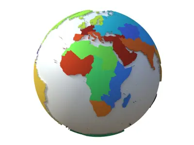 Earth Regions Globe Low-poly 3D model
