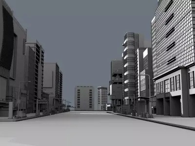 hongdahe city street with tall buildings 3D model