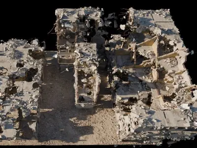 Procedural Destroyed building blender geometry nodes 3D model