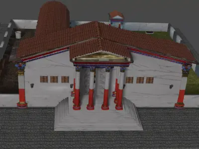 Roman Baths reconstruction and ruins 3D model