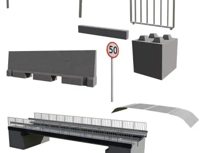 Small Road Pack  Low-poly 3D model