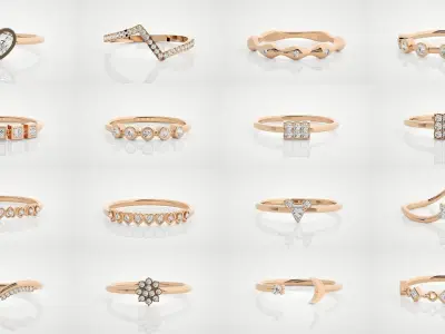 100 Ultra Light wt minimalist diamond ring 3dm stl renders 3D Model Pack