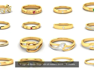 76 Light wt Bands Rings 3dm stl redders details 3D Model Pack